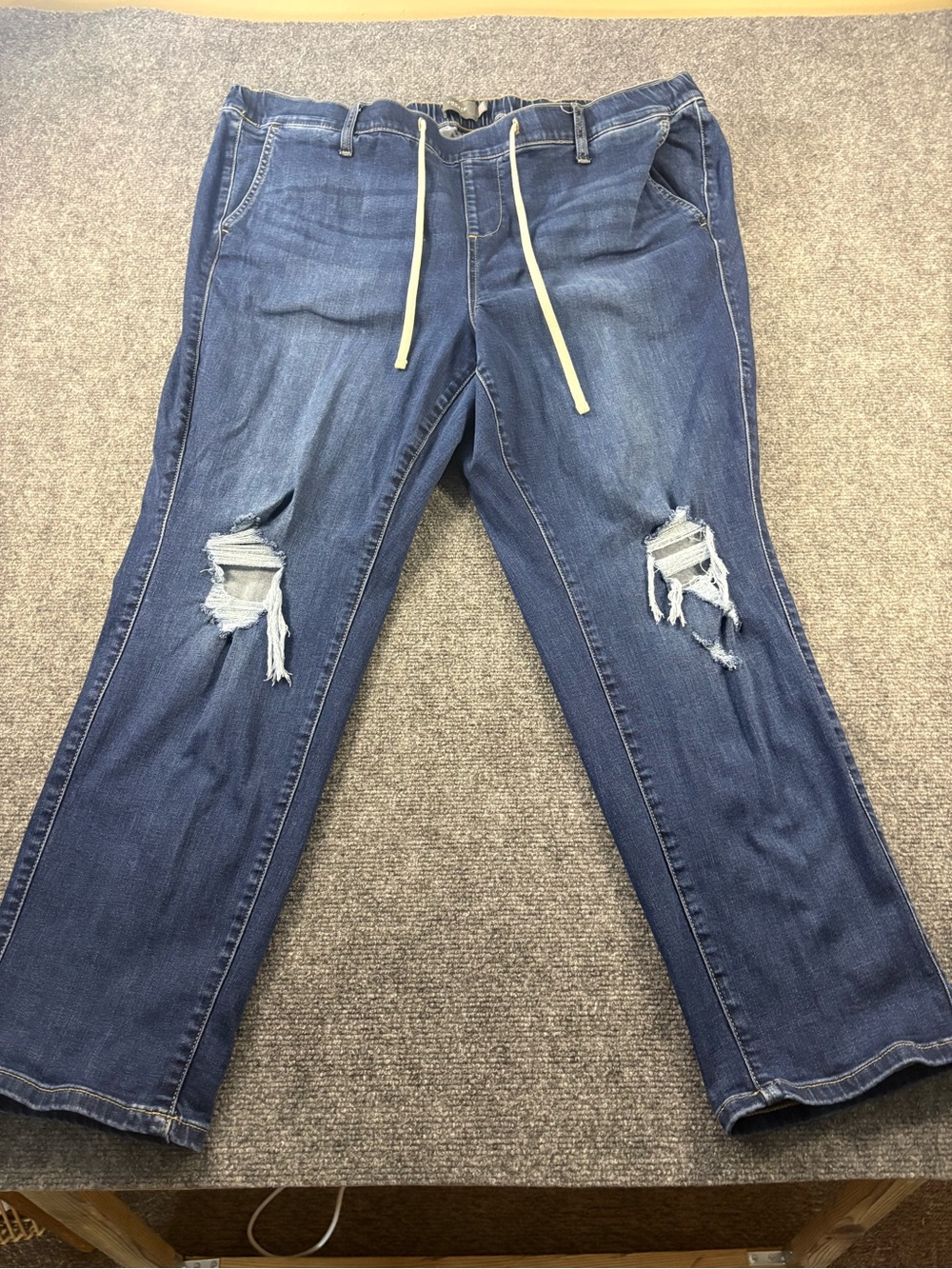 Torrid Distressed Dark Blue Drawstring Jeans size 3 (22/24)